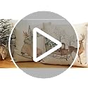 Winter 20x20 Inch Throw Pillow Cover Set of 4 - Reindeer & Cozy Designs Variation of THIS listing