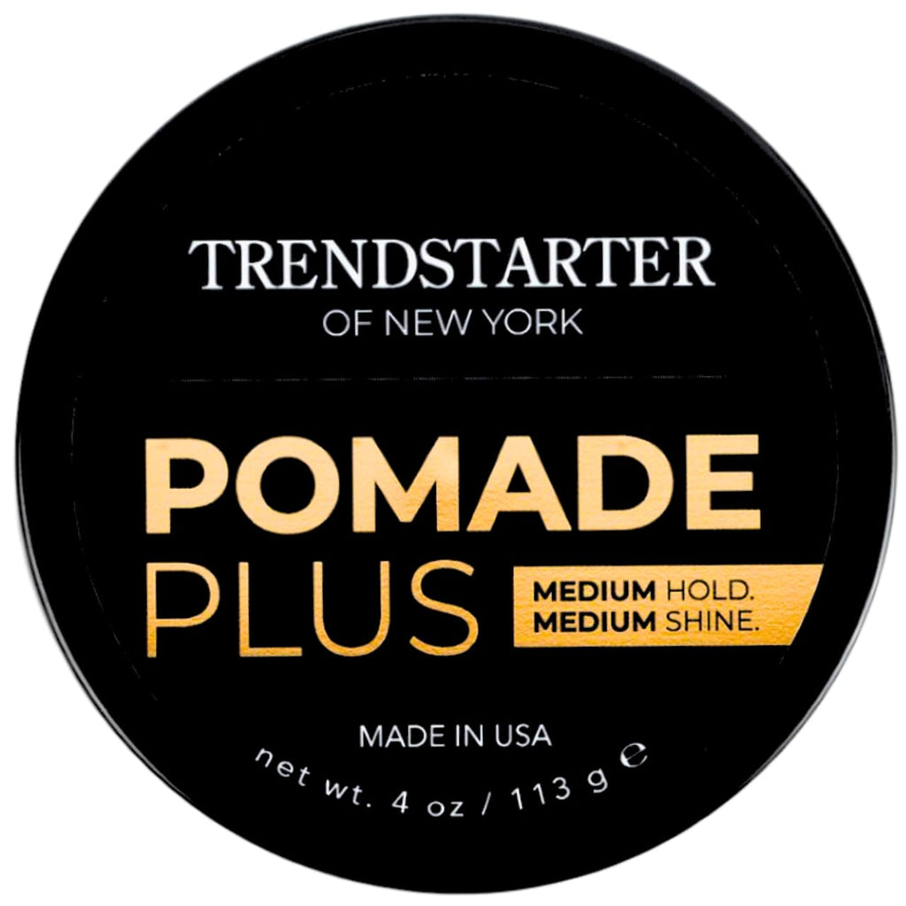 TRENDSTARTER Pomade Plus - Medium Hold & Shine - 4oz Flake-Free Water-Based Hair Gel for All Hair Types