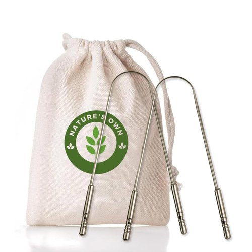 Nature's Own Tongue Scraper - Stainless Steel Oral Care Tool for Fresh Breath | Pack of 2