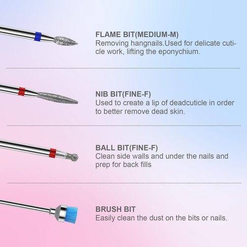 Cnynail 3/32'' Nail Drill Bits Set – 8pcs Tungsten Carbide & Ceramic and Diamond Bits for Acrylic, Gel & Cuticle Removal – Professional Electric Nail File Kit for Manicure, Pedicure – Home & Salon Use