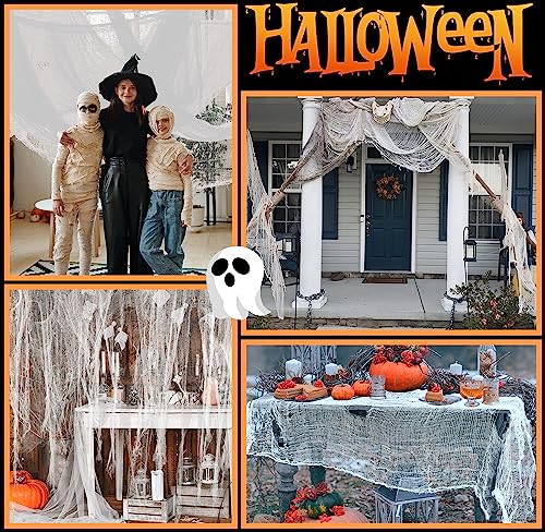 Halloween Creepy White Gauze Cloth - Large 500x59 Inch Decoration Fabric with Variation