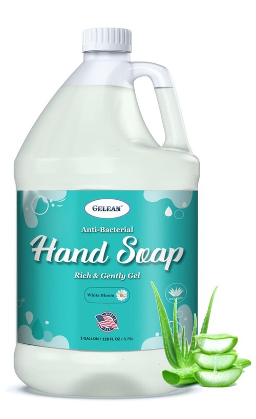 Antibacterial Liquid Gel Hand Soap - pH Balanced - Aloe Vera - White Tea Scent - Rich & Creamy Gently on Skin -Made in USA - Bulk liquid Refill Jug, 128 oz 1 gallon