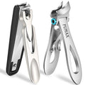Toenail Clippers for Thick Toenails for Seniors, Ingrown Slant Toe Nail Clippers with Long Handle & Wide Opening, Large Heavy Duty Nail Clippers for Men with Catcher Nail Cutter Gifts for Men Women
