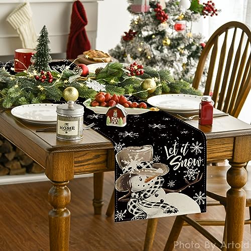 Snowman Snowflake Christmas Place Mat Set & Table Runner - Holiday Decor