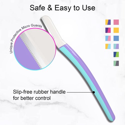 THURLADY Dermaplane Razor, Face Razors for Women, Dermaplaning Tool, 1 Reusable Handle with 19 Microblades for Face, Gentle Exfoliation & Facial Peach Fuzz Removal for Smoother Skin, Wisteria