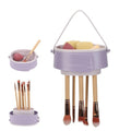 Makeup Brush Cleaner Mat,3 in 1 Upgraded Foldable Silicone Makeup Brush Cleaner Cosmetic Brush Cleaner Makeup Brush Scrubber Bowl for Cleaning, Organizer And Upside Down Drying(Foldable Purple)