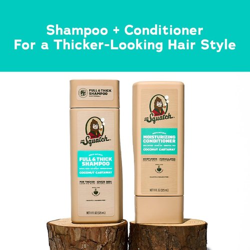 Dr. Squatch Men's Shampoo and Conditioner Set - Natural Formula for Fuller, Thicker Hair - Coconut Castaway (11 fl oz, 2-Pack)