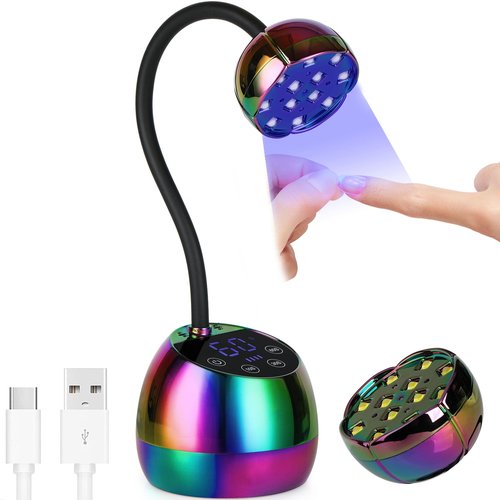 PHAIN U V LED Nail Lamp - 36W Mini Cordless Flash Cure Lamp for Gel x Nails,Gooseneck Portable Gel Nail U V Light Nail Dryer Auto Sensor with 3 Timers and LCD Display for Home DIY