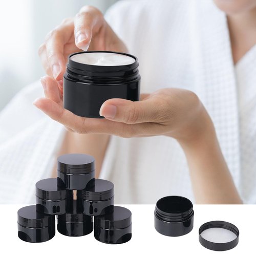 72 Packs 4 OZ Black Plastic Jars with black Lids, Body Butter Containers, Cosmetic Containers jars for Kitchen Ingredients, beads, sequins, Lotion, Cream, DIY Crafts and More by KUKLIPJIM
