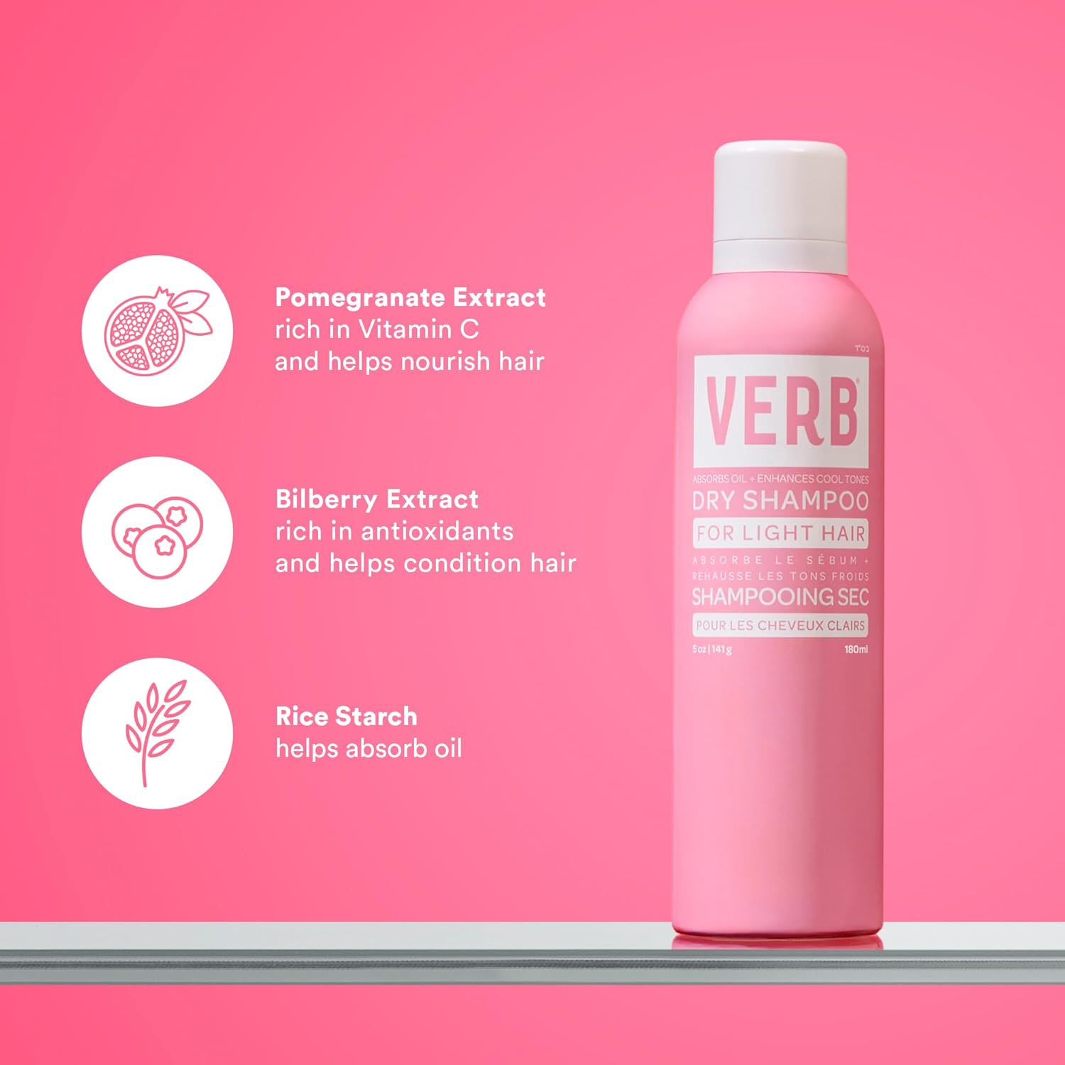 VERB Dry Shampoo Light - Refreshing Spray to Absorb Oils & Extend Styles - Vegan, Paraben-Free for Light Tones