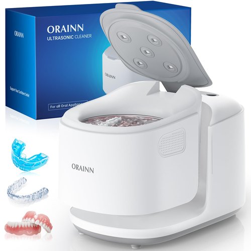 30W Ultrasonic Retainer Cleaner Machine,IPX7 Waterproof Dental Cleaning Pod,45kHz Denture Dome With UV Light,3 Modes, Digital Timer for Night Guard, Mouth Guard, Braces with 230ml Tank(Grey)