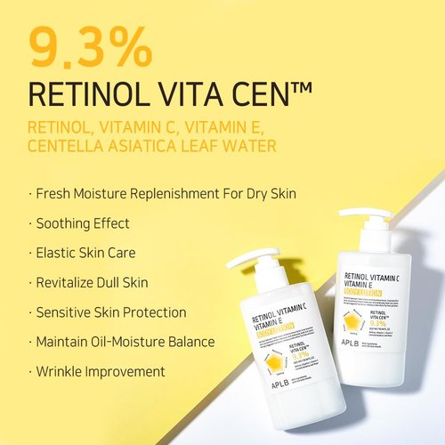 APLB Retinol Body Lotion - Vitamin C & E Formula | 9.3% Retinol, 10.14 FL.OZ | Korean Skincare for Hydration & Wrinkle Care