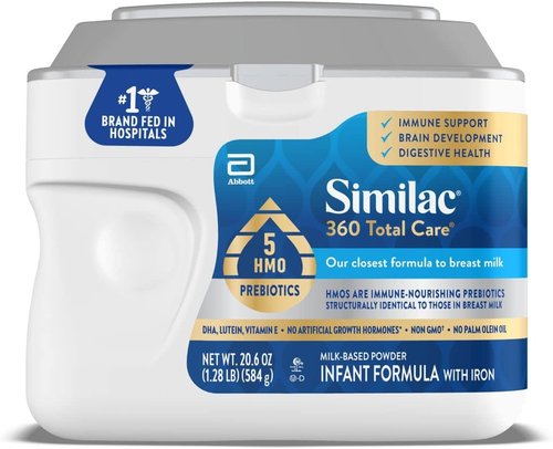 Similac 360 Total Care Infant Formula - Closest to Breast Milk with 5 HMO Prebiotics | 20.6 oz Tub