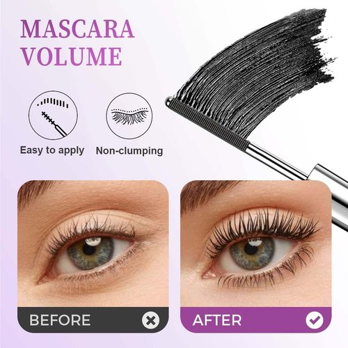 Iron Wand Mascara - 2025 Upgraded Waterproof Tubing Formula | Long-Lasting 3D Curling, Black