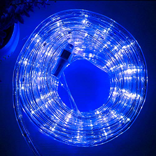 Blue LED Rope Lights 33ft Waterproof Outdoor String Lights for Patio Deck Pool Camping
