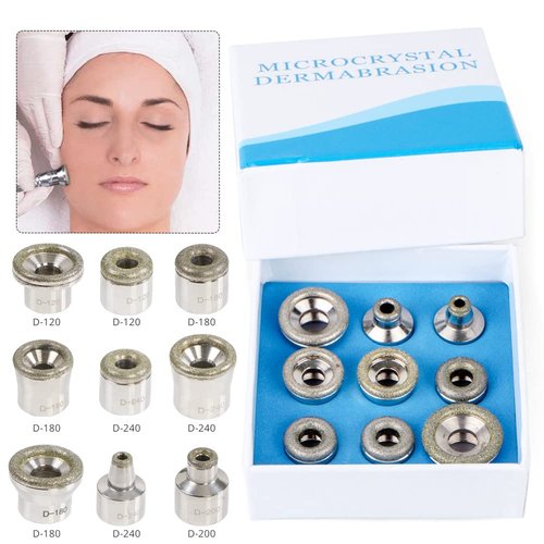 UNOISETION Diamond Microdermabrasion Tips Replacement for Diamond Tip Microdermabrasion Machine, 9PCs Facial Peel Diamond Microderm Tips for Microdermabrasion Device