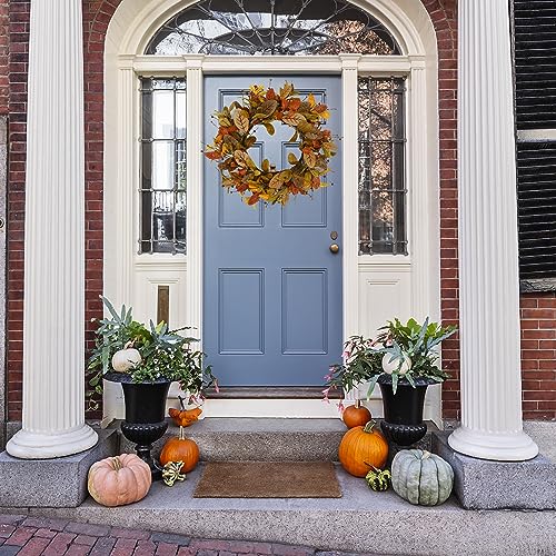 Rusty Red Magnolia Fall Wreath - 20 Inch Autumn Magnolia with Berries for Front Door & Wall Decor