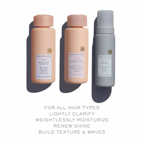 Kristin Ess Hair The One Signature Set - Sulfate-Free Clarifying Shampoo & Hydrating Conditioner + Volumizing Mousse for Wavy & Curly Hair (Pack of 3)
