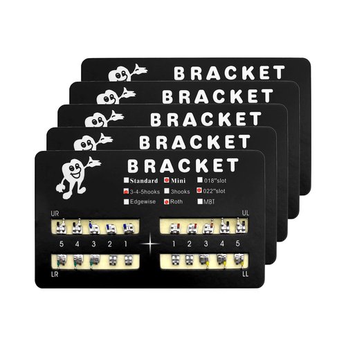 SEAVERRS 100pcs/Pack 022 Slot Bondable with Hook on 345 Teeth Model Mini Roth Brackets Roth,5 pieces per pack 20 pieces per pack. (5 pcs)