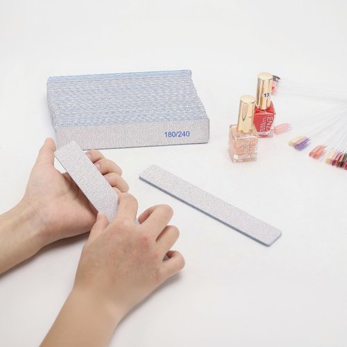 100 Pcs 180/240 Grit Nail Files for Arylic and Natural Nails, Double Sided Manicure Buffing Files