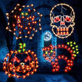 Halloween Lighted Window Silhouette Decorations Set - Jack-O-Lantern, Skull, Cat & Cobweb - 4 Pieces, Indoor & Outdoor Use