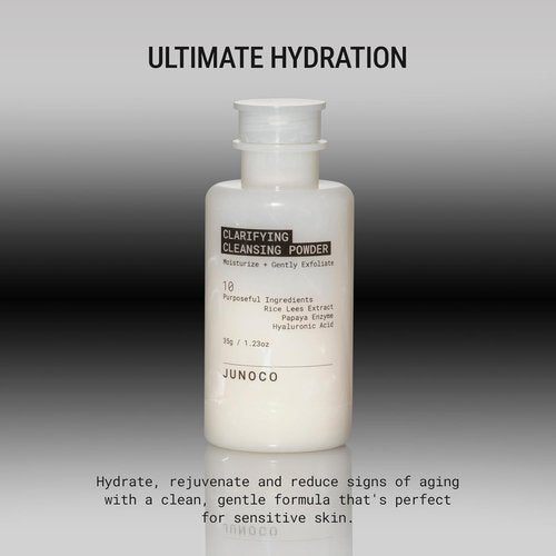 JUNO & Co. JADE Cleansing Powder - Gentle Exfoliating Enzyme Cleanser with Rice & Papaya, 35g