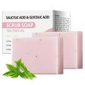 YAFUSIPE Salicylic Acid Scrub Soap, Face Bath Soap Bar with Glycolic Acid Tea Tree, Exfoliating Face Body Wash for Women & Men Anti-blemish Acne Strawberry Legs Ingrown Hair Keratosis Pilaris 200g/7OZ