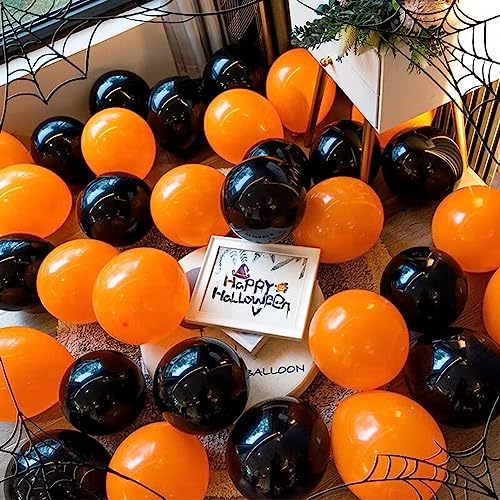 Black Orange Balloons 5 Inch - 200 Pcs Latex Balloon Garland Kit for Parties