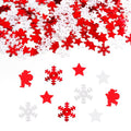 Christmas Snowflake Confetti for Party Decorations - Red & White Glitter Snowflakes & Santa Claus - 50g