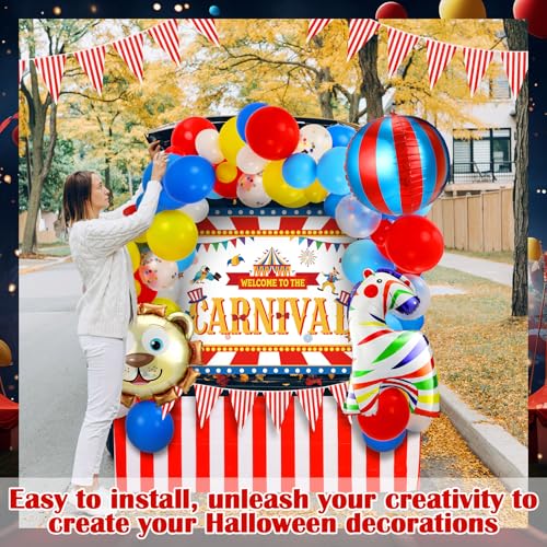 Halloween Circus Carnival Trunk Decorations Set with Balloons & Backdrop - Carnival Variation
