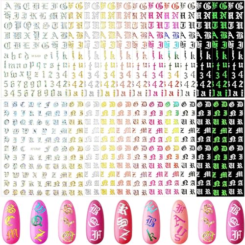 Chic Colors 24 Sheets Old English Nail Sticker Decal for Nail Art DIY