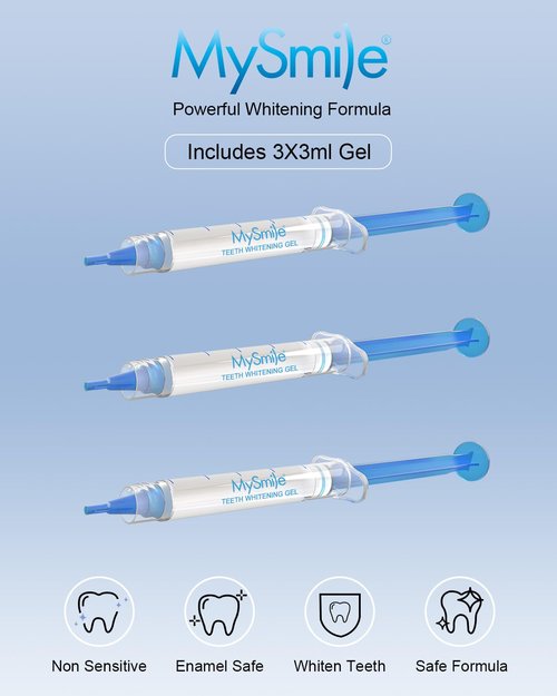 MySmile Teeth Whitening Gel Pen Refill Pack, 3 Non-Sensitive Teeth Whitening Pen, Deluxe Teeth Whitener Dental Grade Tooth Whitening Gel with Carbamide Peroxide for Home, Fast Result