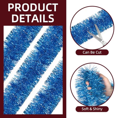 Teal Blue Foil Tinsel Garland - Christmas & Party Decoration 100 Feet