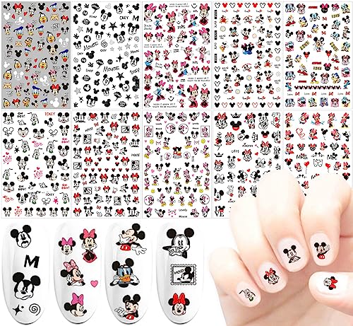 Self-Adhesive Nail Art Stickers 10 Sheets Cute Cartoon Designs for Manicure