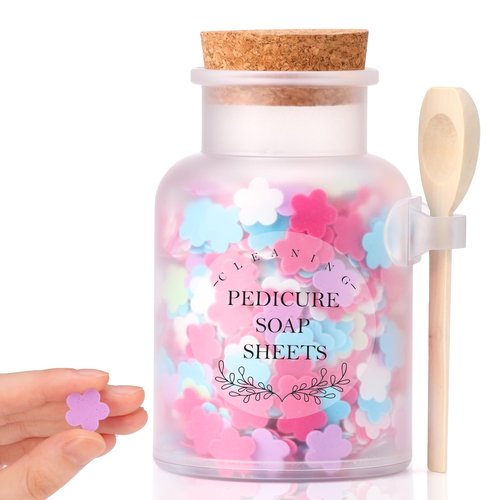 DOSTATNI Pedicure Soap Flowers Pedicure Foot Spa Tablets 10 Oz Plastic Bath Salts Jar Foot Soak Flower Paper Soap Sheet Softens Skin Botanicals Lavender Essential Oil Fast Dissolving Supplies