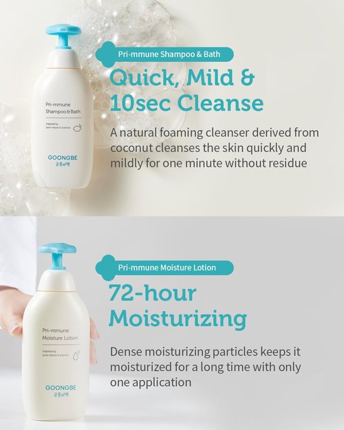 GOONGBE Baby Skin Care Gift Set - Nourishing Korean Skincare & Bath Essentials - 4 Hydrating Items