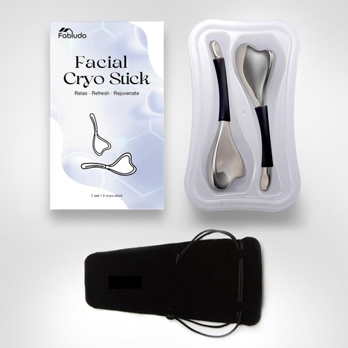 Fabludo 3-in-1 Cryo Gua Sha Facial Tools, Ice Roller Globes for Women Face and Eyes Massager, Unbreakable Stainless Steel Face Sculpting Skin Care Tools, Esthetician Supplies with Carry Case