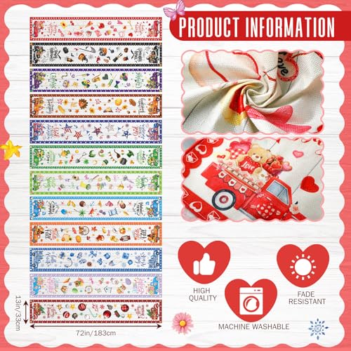 Seasonal Truck Table Runner Set - 12 Pcs, 72 Inch Holiday & Fall Decor