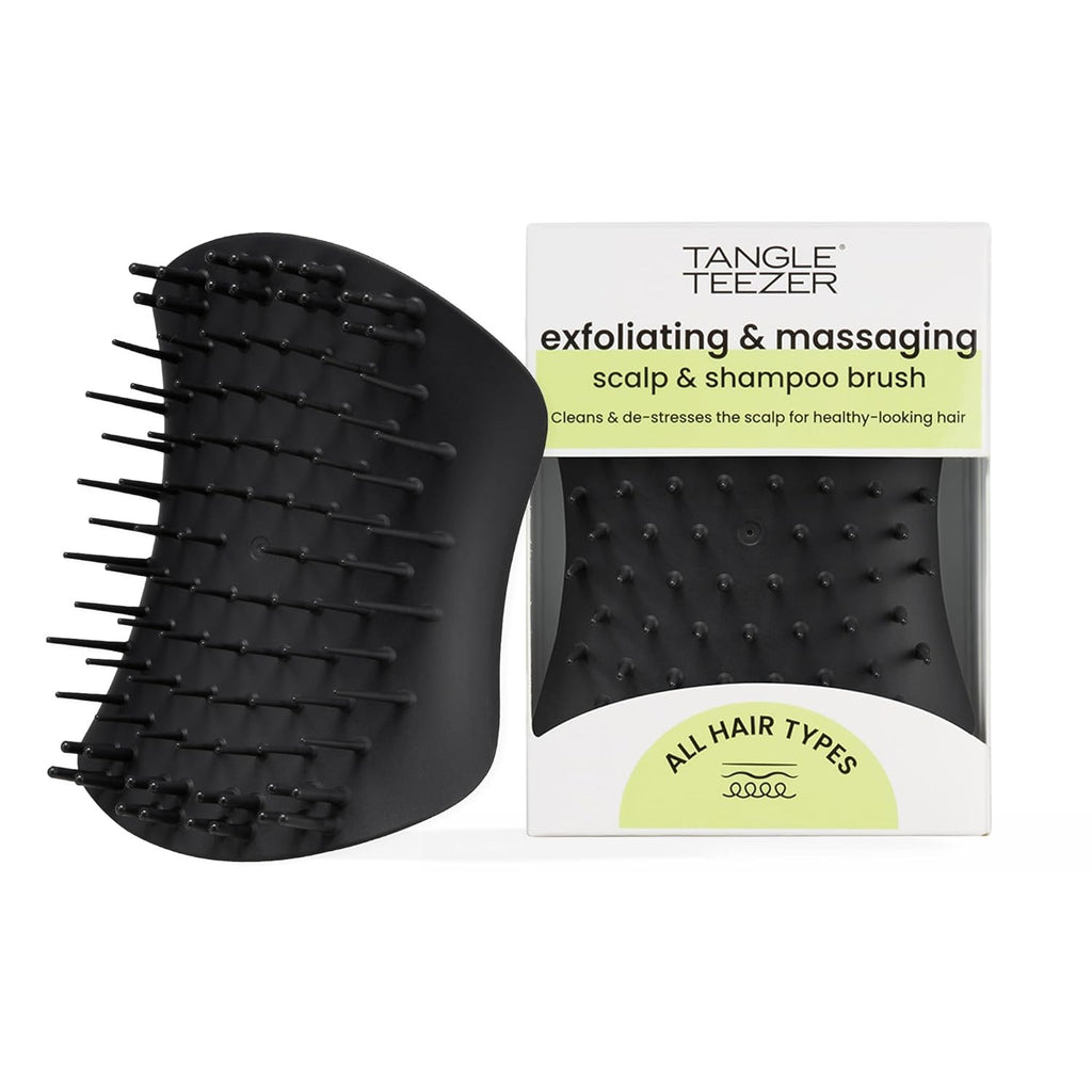 Tangle Teezer Scalp & Shampoo Hairbrush - Exfoliate, Massage & Cleanse for All Hair Types | Onyx Black