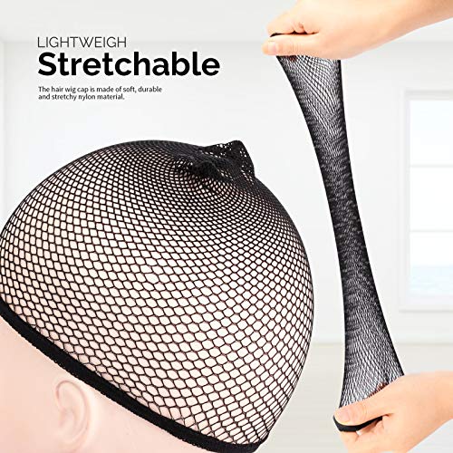 Black Mesh Wig Cap - 6 Pack, Breathable & Reusable Hair Nets for Women Men Kids