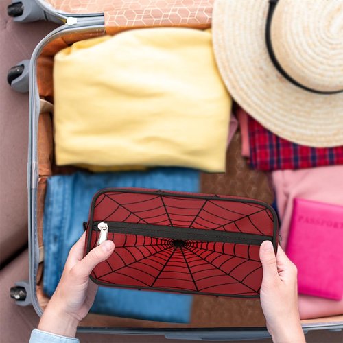 SinSenMa Red Spiders Web Toiletry Bag,Travel Cosmetic Bag,Hanging Makeup Bag,TSA Approved Hygiene Bag Waterproof Shave Dopp Kit Organizer for Toiletries Shower Bathroom Carry-on Accessories Gifts