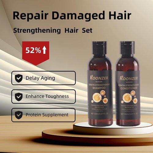 Keratin-Infused Shampoo & Conditioner Set - Deep Cleanse & Intense Hydration | Strengthening Anti-Frizz Formula, 2x150ml