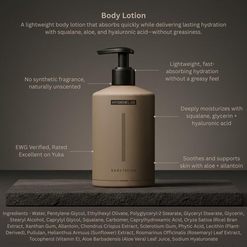 HygieneLab Body Lotion for Men - EWG Verified, Ultra Hydrating & Fragrance-Free | 12oz for Sensitive Skin