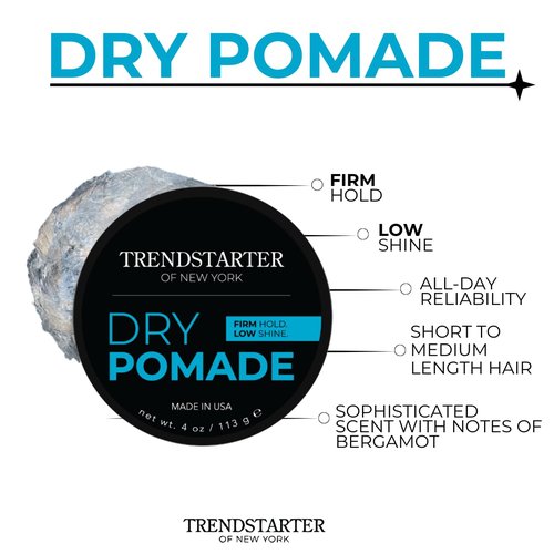 TRENDSTARTER Dry Pomade - Firm Hold, Low Shine | 4oz Water-Based Gel for All-Day Styling