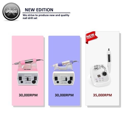 Véfaîî Upgraded Nail Drill Electric Nail File, JD700 Nail Drills for Acrylic Nails Professional 30000RPM Manicure Tools Acrylic Nail Drill for Nail Dip Kit Acrylic Powder Poly Nail Gel B-01