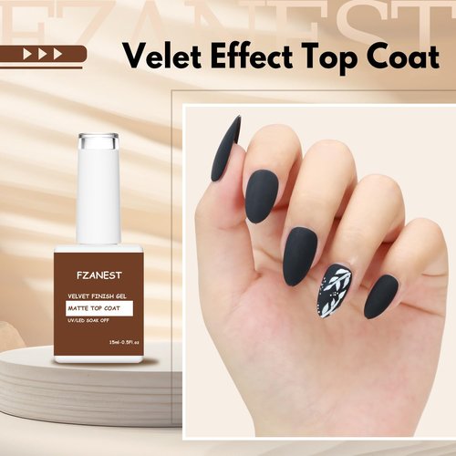 FZANEST Gel Nail Polish - Matte Top Coat for Long-Lasting Velvet Finish | 0.51 Fl Oz