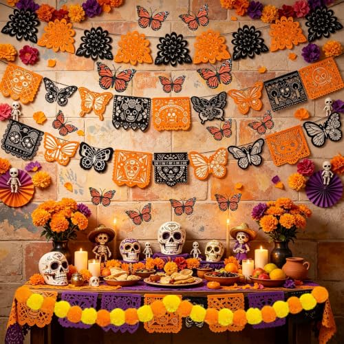 Day of The Dead Decorations Altar Kit - Orange & Black Mexican Fiesta Decor