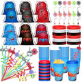 Spider Party Favors Set - Spider Theme Birthday Party Supplies - Includes Cups, Straws, Wristbands & Bags - Variation: Spider Party Favors