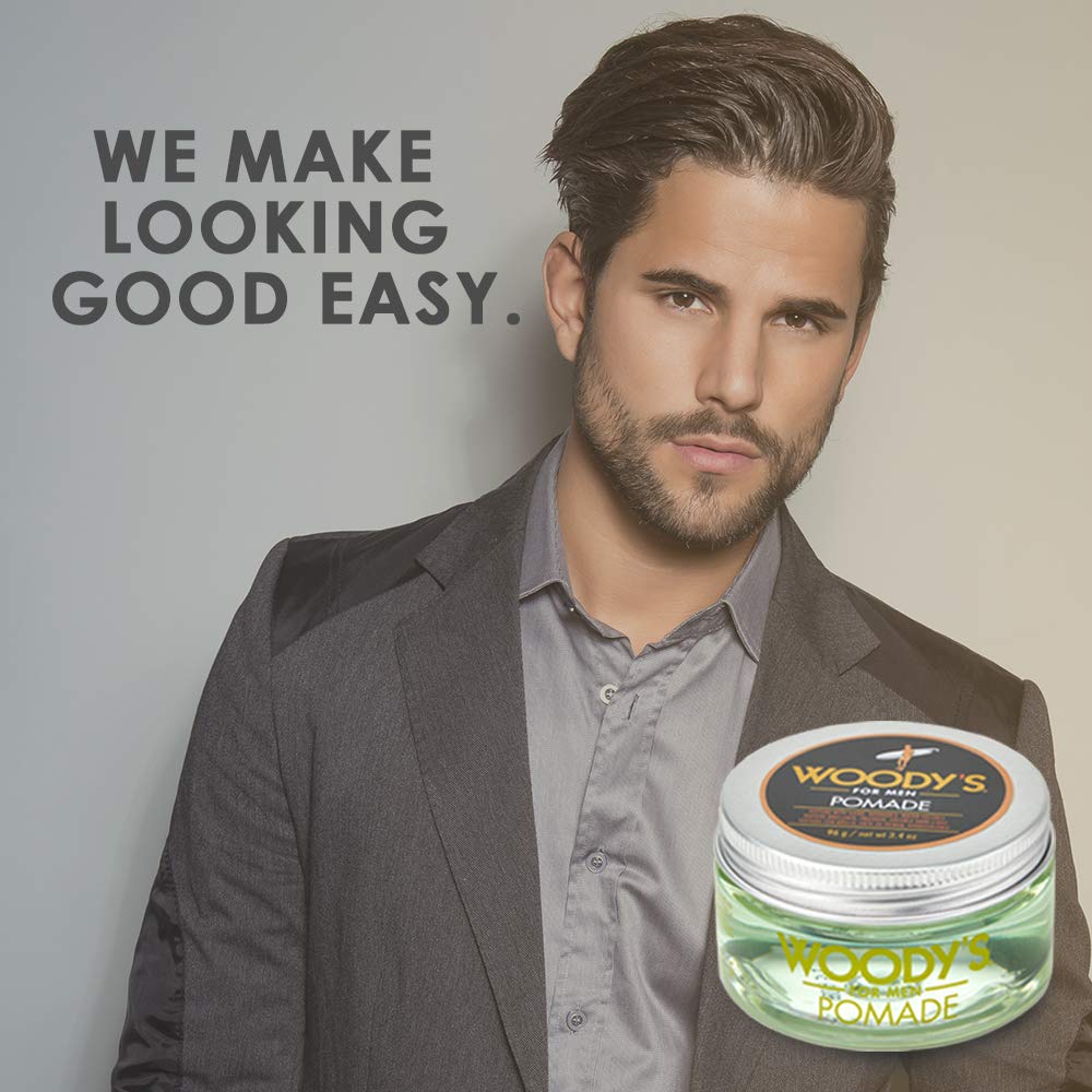 Woody's Pomade for Men - Strong Hold, High Shine Water-Based Hair Styling Cream | 3.4 oz, 2 Pack