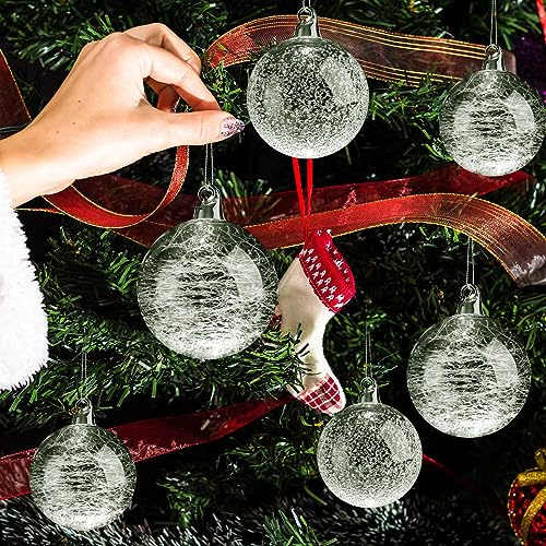 Uiifan 24 Pcs Clear Glass Christmas Ornaments Set - Iridescent Balls in 3 Sizes + Variation: 24 / 2.36 in, 2.76 in, 3.15 in